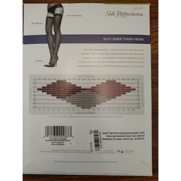 Hanes Silk Reflections Silky Sheer Thigh High Stockings Sheer Toe Sz CD LittColr - Picture 3 of 4